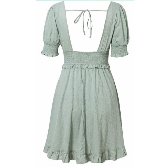 Sage green boho mini dress - Picture 6 of 8